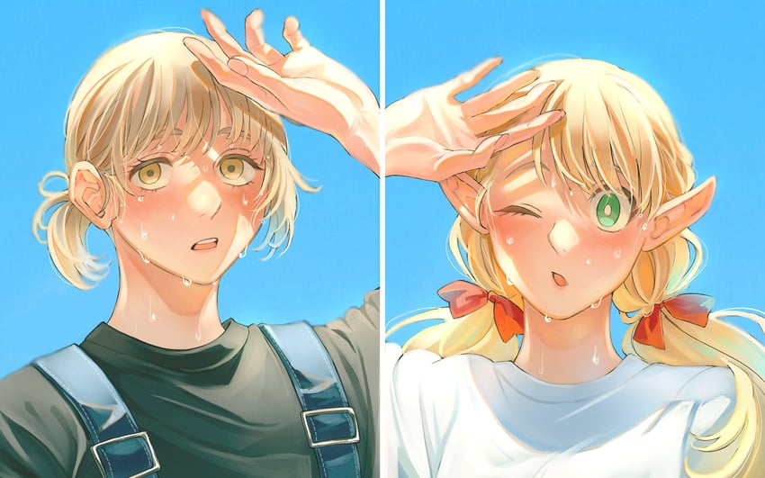marcille donato and falin touden (dungeon meshi) drawn by sasakura34