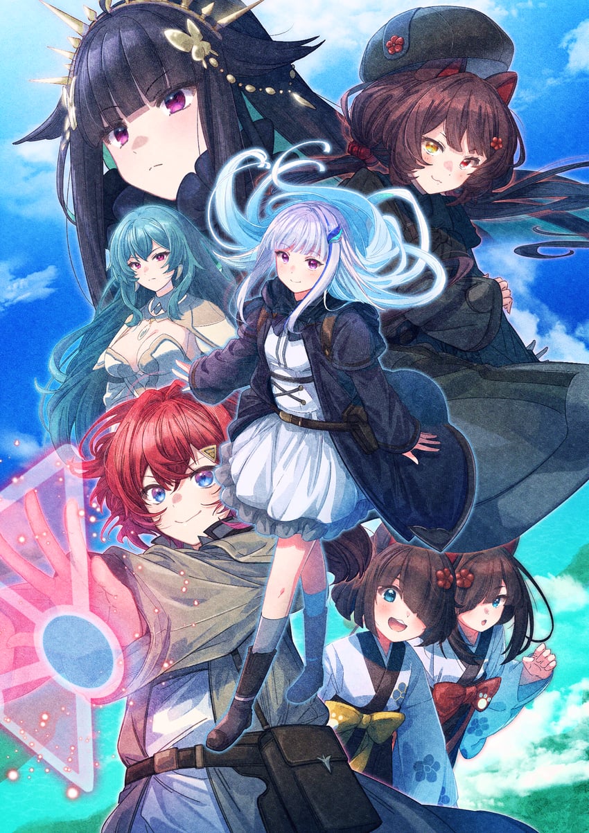 lize helesta, ange katrina, inui toko, elegia, ken, and 2 more (nijisanji and 1 more) drawn by ittokyu