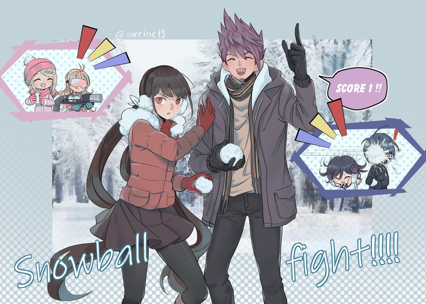 oma kokichi, saihara shuichi, akamatsu kaede, harukawa maki, momota kaito, and 1 more (danganronpa and 1 more) drawn by overine19