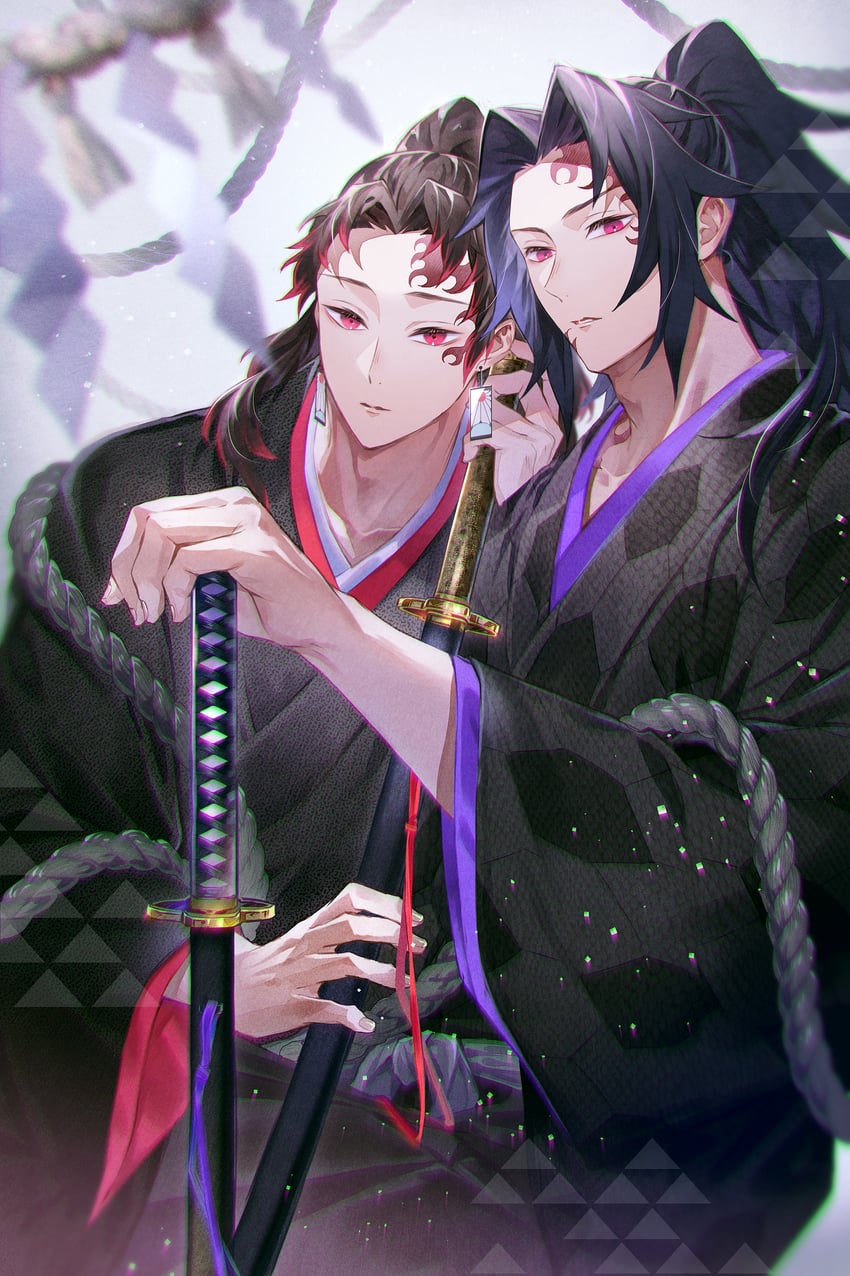 tsugikuni yoriichi and tsugikuni michikatsu (kimetsu no yaiba) drawn by oyumai