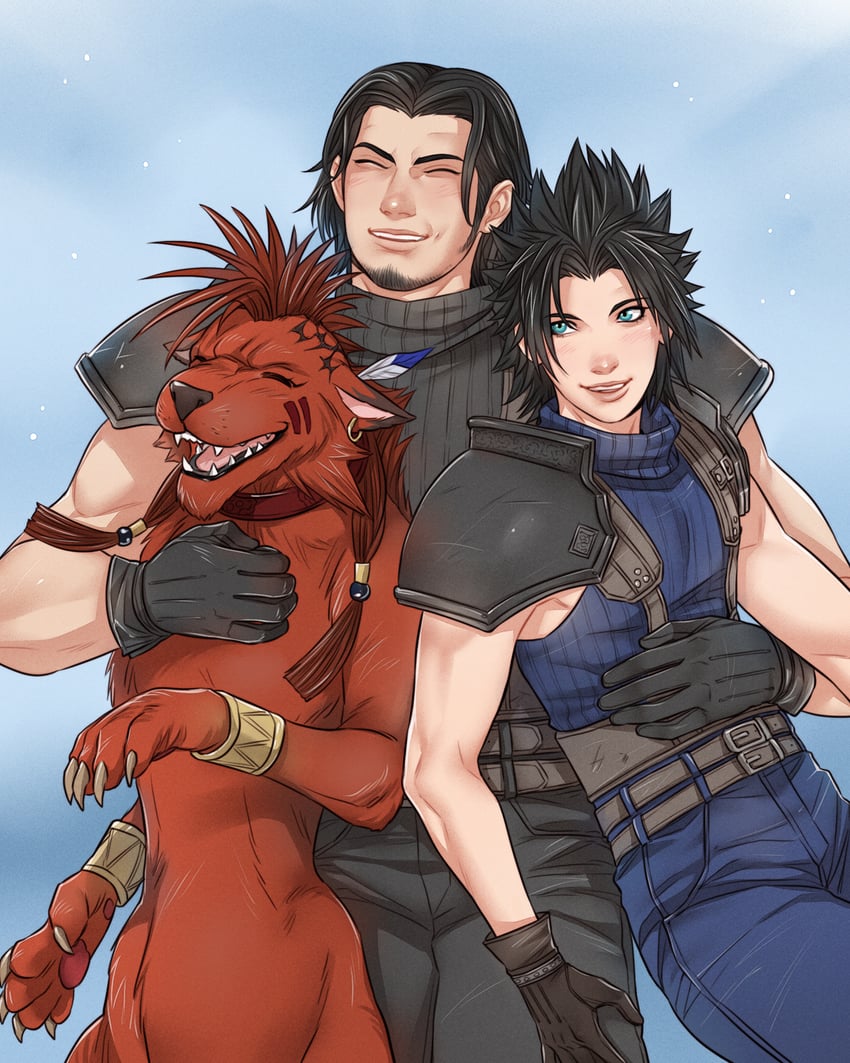 zack fair, red xiii, and angeal hewley (final fantasy and 2 more) drawn by crylin6