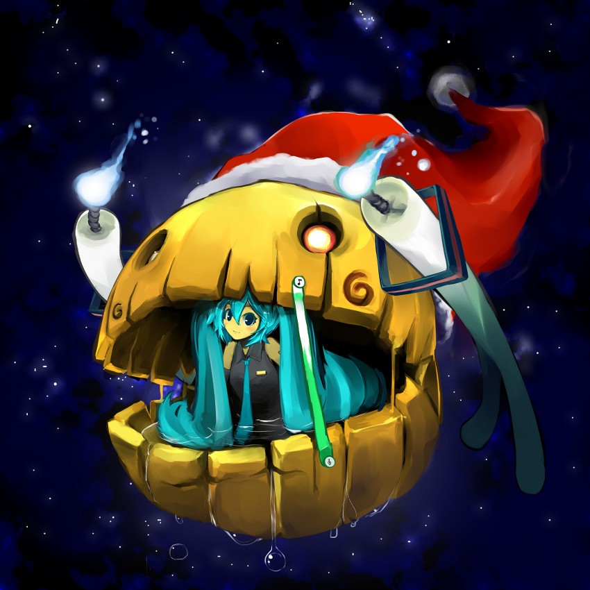 hatsune miku and pac-man (vocaloid and 1 more) drawn by kaloli