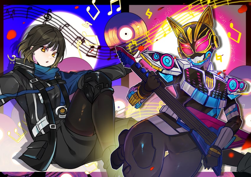 kamen rider na-go and kurama neon (kamen rider and 1 more) drawn by zer_super