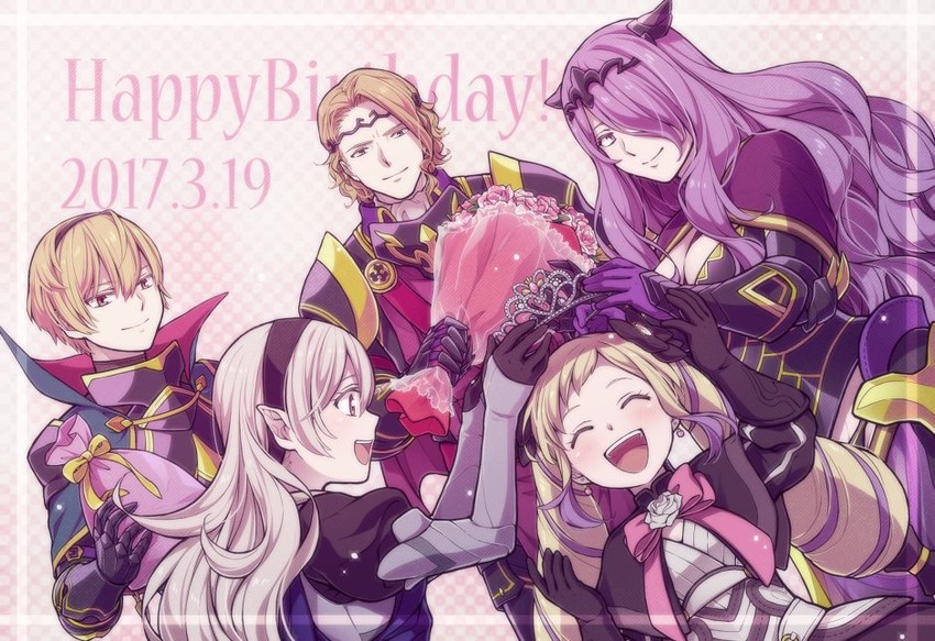 female corrin, camilla, elise, leo, and xander (fire emblem and 1 more) drawn by hiyori_(rindou66)