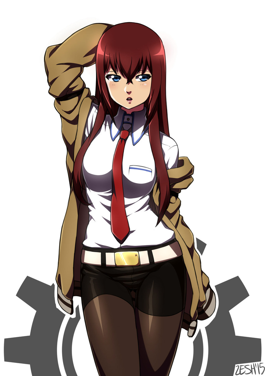 makise kurisu (science adventure and 1 more) drawn by zeshgolden