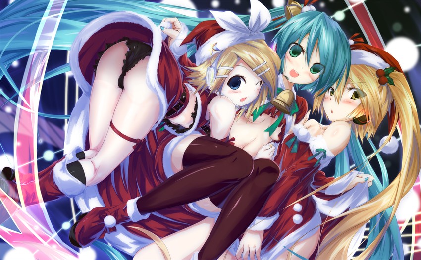 hatsune miku, kagamine rin, and akita neru (vocaloid) drawn by daidou_(demitasse)