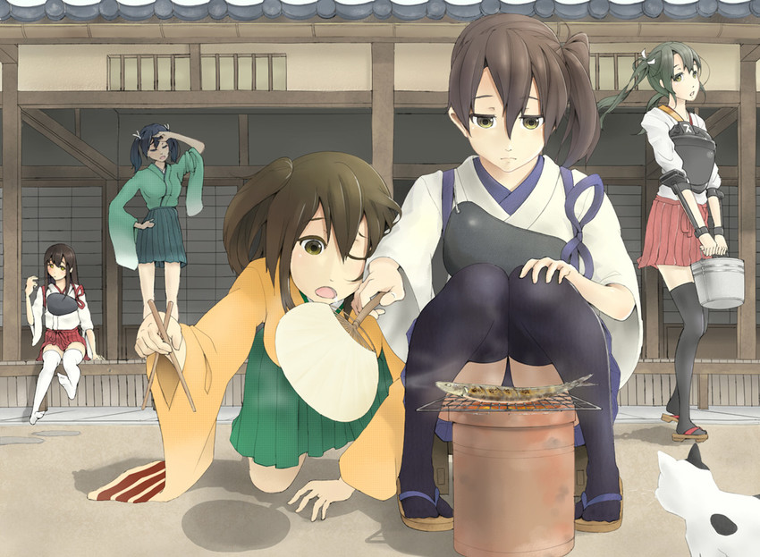 kaga, akagi, zuikaku, souryuu, and hiryuu (kantai collection) drawn by choukensheng