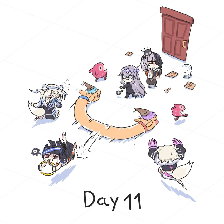 shiori novella, nerissa ravencroft, fuwawa abyssgard, mococo abyssgard, koseki bijou, and 2 more (hololive and 4 more) drawn by ta_wam