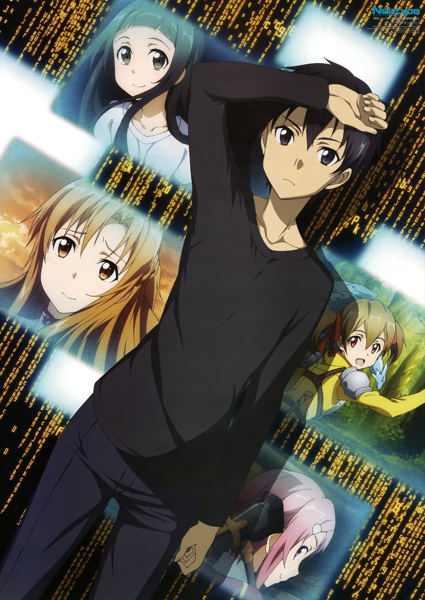 asuna, kirito, silica, lisbeth, yui, and 1 more (sword art online and 1 more) drawn by nishiguchi_tomoya