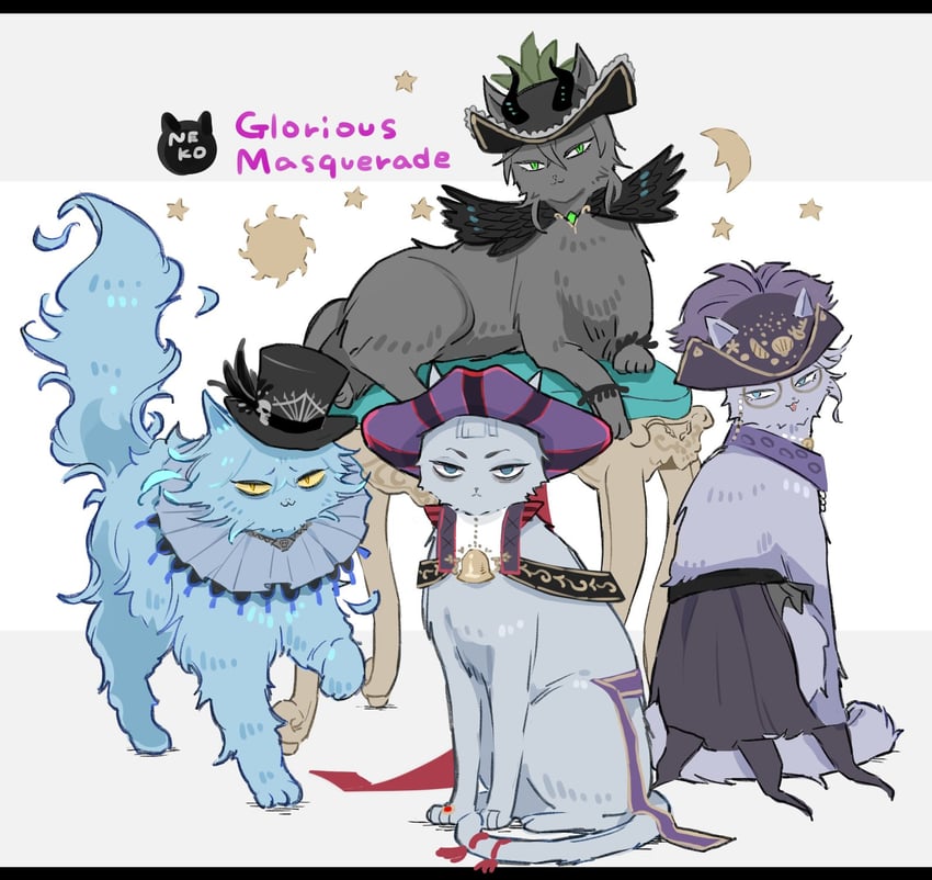azul ashengrotto, idia shroud, malleus draconia, and rollo flamme (twisted wonderland) drawn by awara_kayu