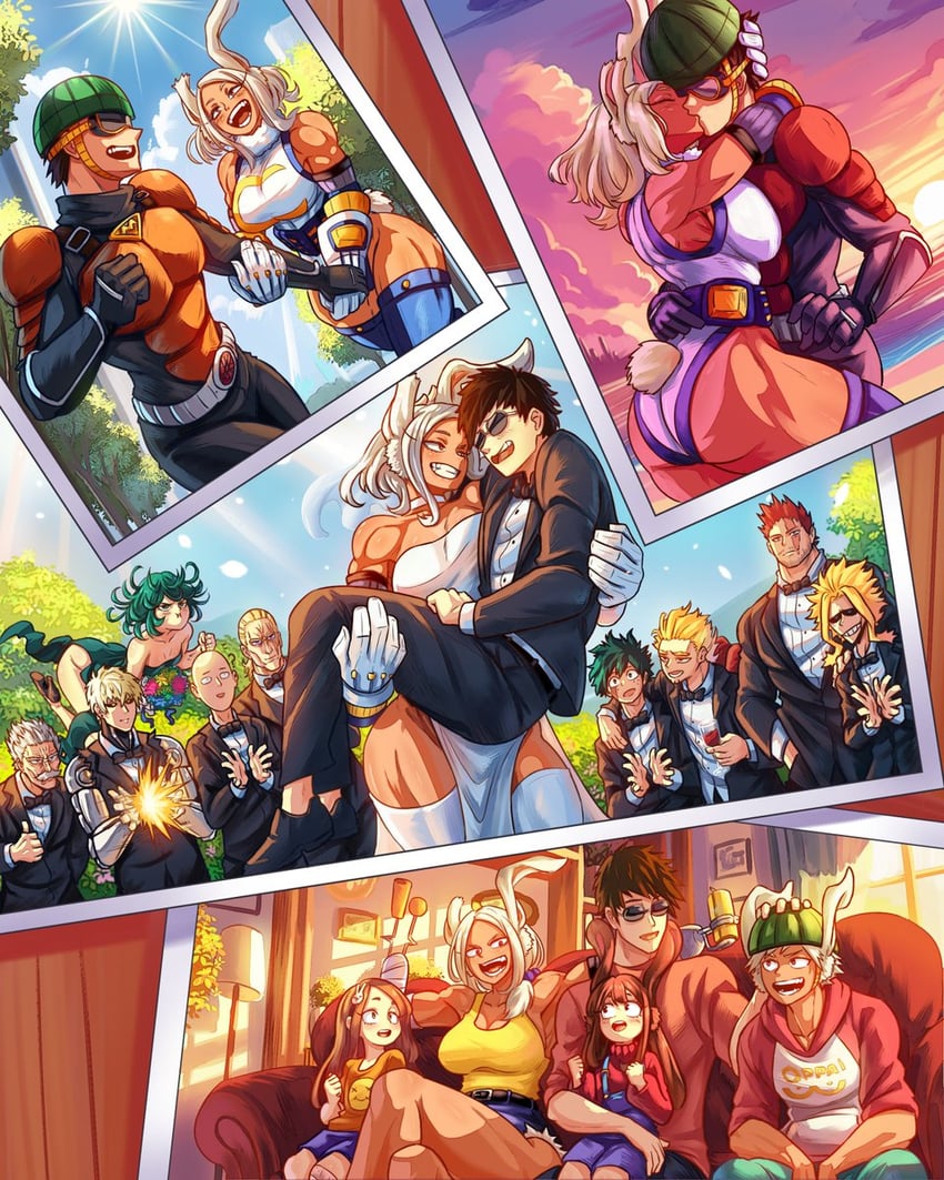 midoriya izuku, mirko, tatsumaki, endeavor, hawks, and 6 more (boku no hero academia and 2 more) drawn by vlizz