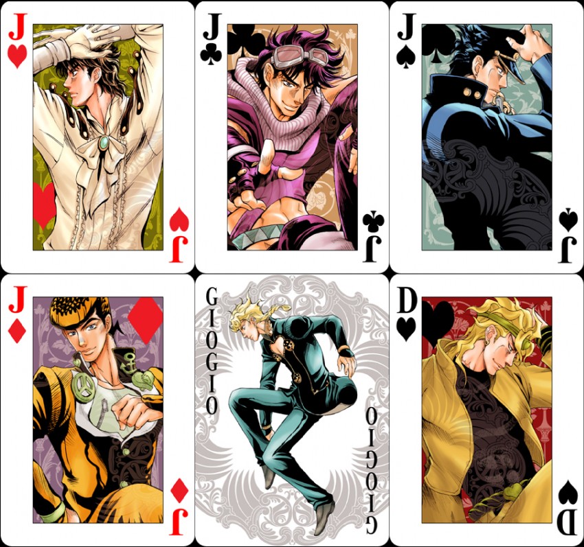joseph joestar, kujo jotaro, dio brando, giorno giovanna, jonathan joestar, and 1 more (jojo no kimyou na bouken and 5 more) drawn by k-zaki