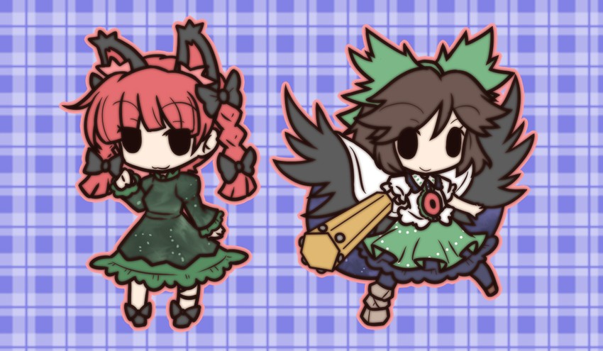 kaenbyou rin and reiuji utsuho (touhou) drawn by fushigi_ebi