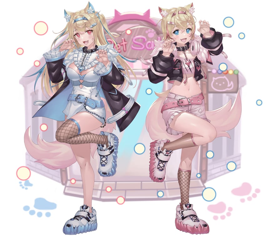 fuwawa abyssgard and mococo abyssgard (hololive and 1 more) drawn by crazypen