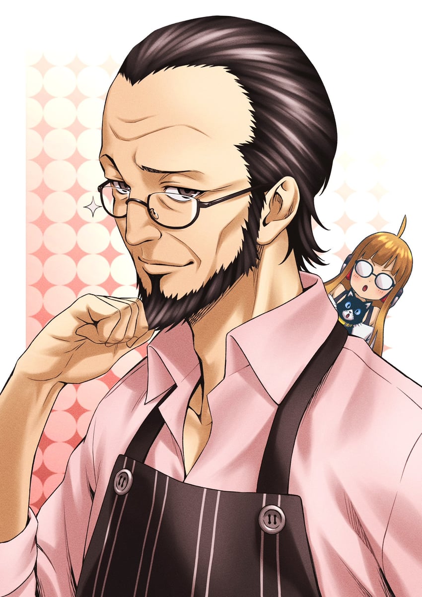 sakura futaba, morgana, and sakura soujirou (persona and 1 more) drawn by masatoshi_1219