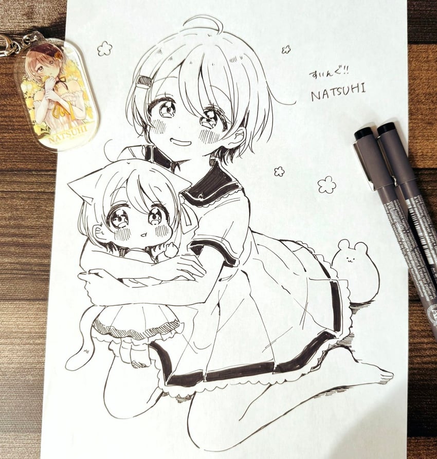 okamoto natsuhi and naa (fushigi na neko no machi meltier and 1 more) drawn by sakura_oriko