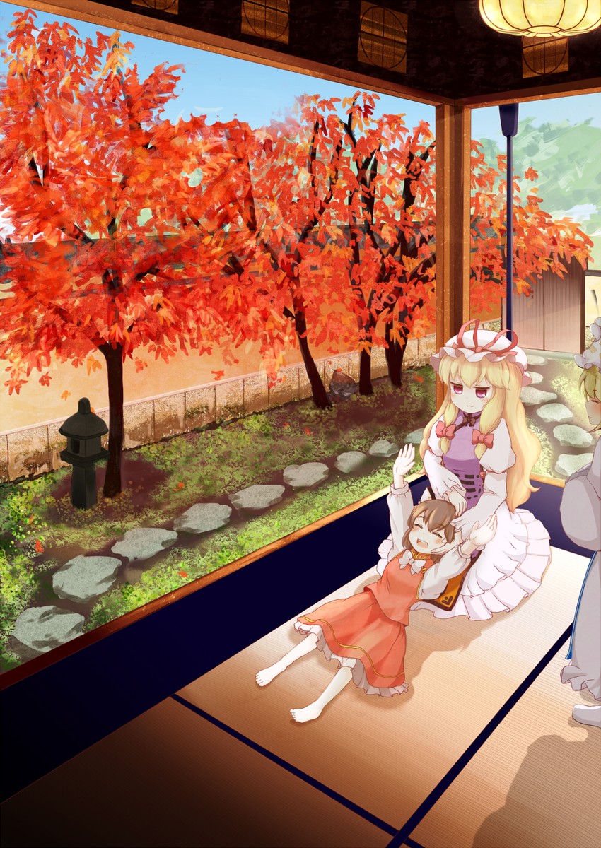 yakumo yukari, yakumo ran, and chen (touhou) drawn by shiro_tsugumi