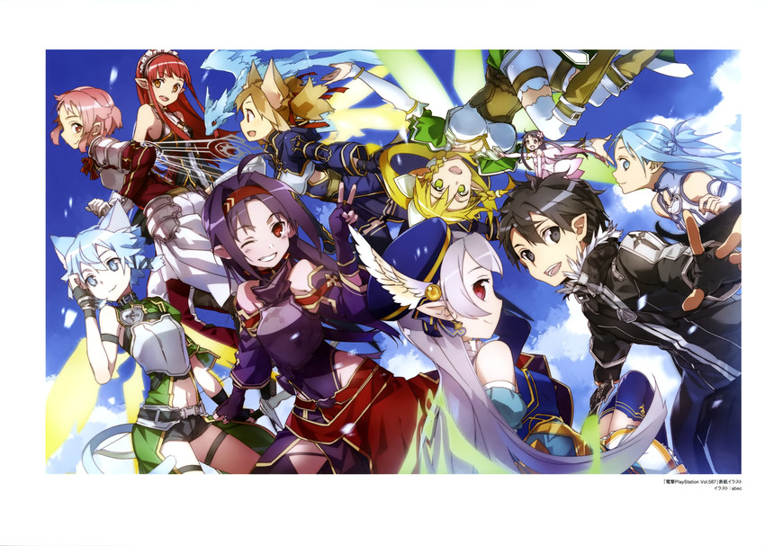asuna, kirito, sinon, leafa, silica, and 6 more (sword art online and 1 more) drawn by bunbun