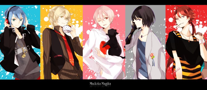 akemi homura, kaname madoka, miki sayaka, sakura kyoko, and tomoe mami (mahou shoujo madoka magica) drawn by amane_mio