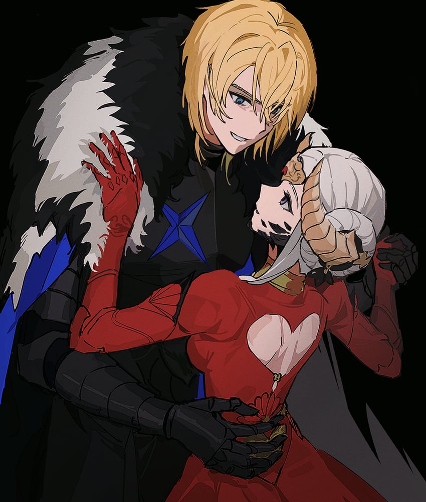 edelgard von hresvelg and dimitri alexandre blaiddyd (fire emblem and 1 more) drawn by ikaikakka