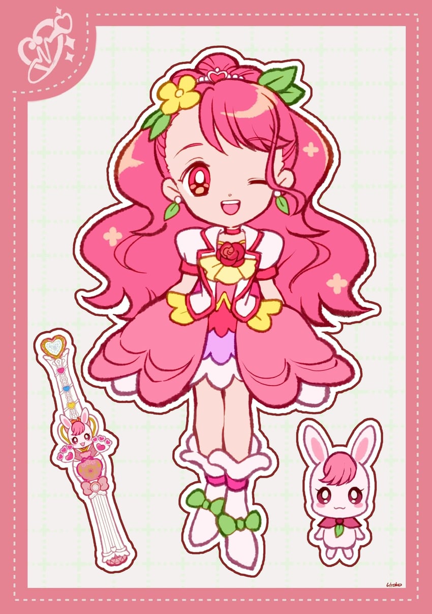 hanadera nodoka, cure grace, and rabirin (precure and 1 more) drawn by uwded_207