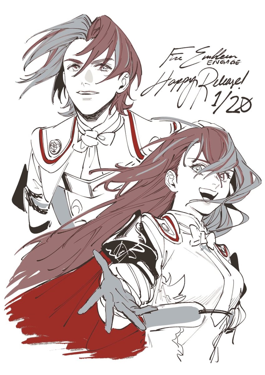 female alear and male alear (fire emblem and 1 more) drawn by krazehkai