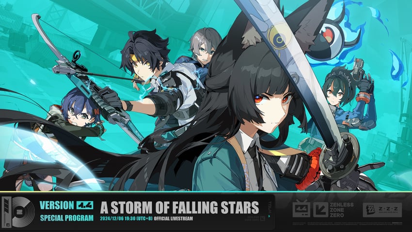 hoshimi miyabi, belle, wise, zhu yuan, eous, and 2 more (zenless zone zero)