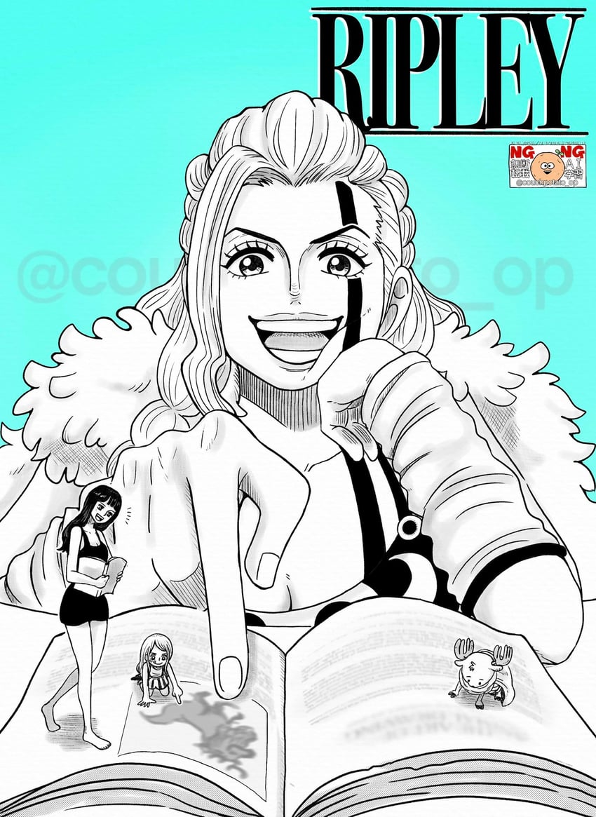 nico robin, tony tony chopper, jewelry bonney, and ripley (one piece) drawn by couchpotato_op
