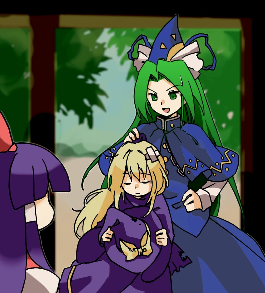 hakurei reimu, kirisame marisa, and mima (touhou) drawn by kaigen_1025