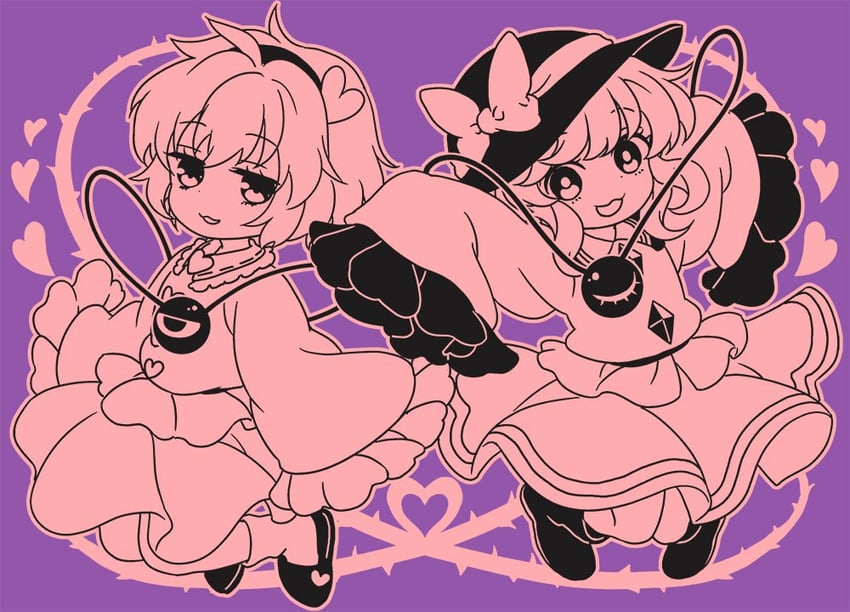 komeiji koishi and komeiji satori (touhou) drawn by tomobe_kinuko
