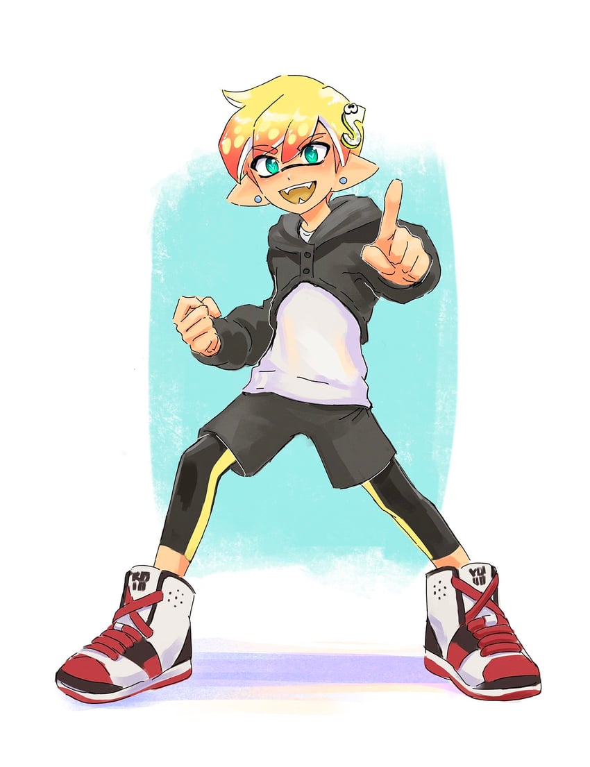 inkling player character and inkling boy (splatoon) drawn by seatha