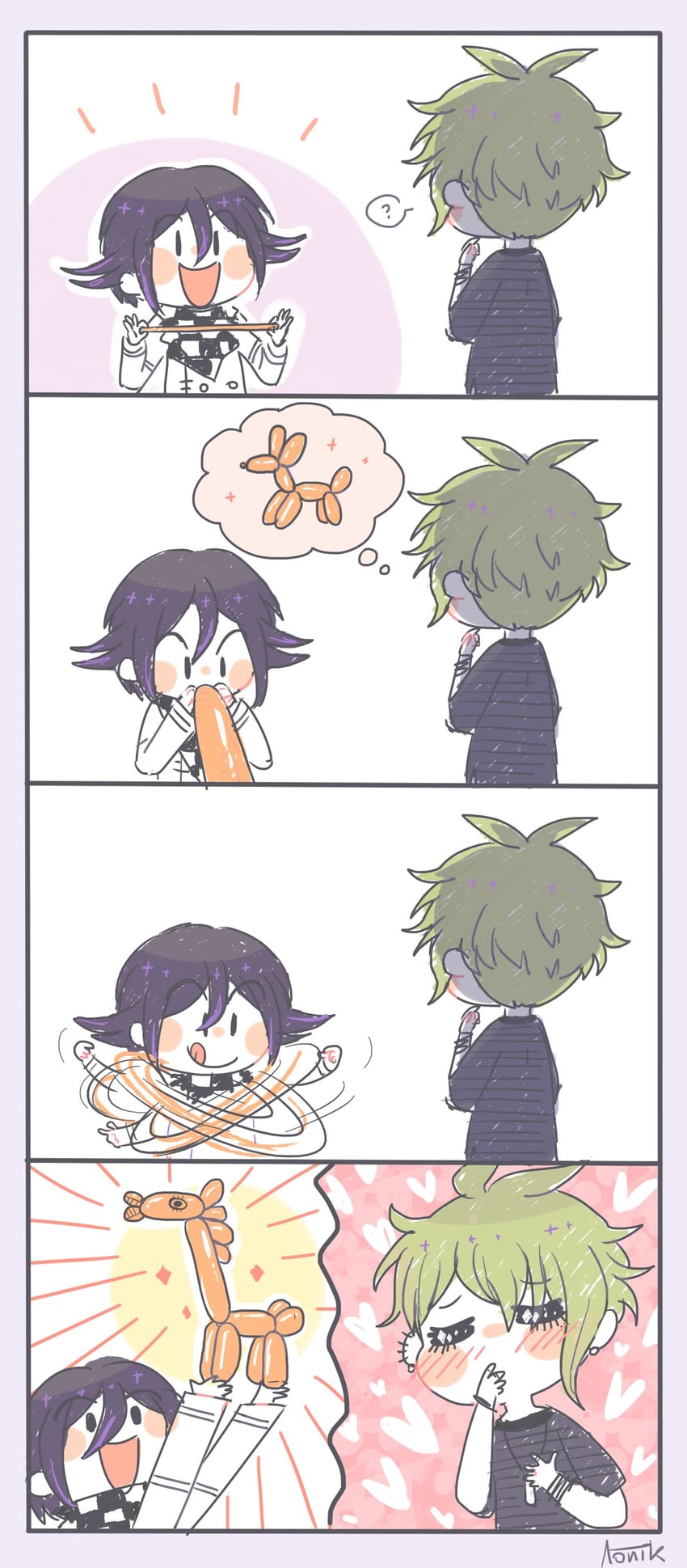 oma kokichi and amami rantaro (danganronpa and 1 more) drawn by aonik