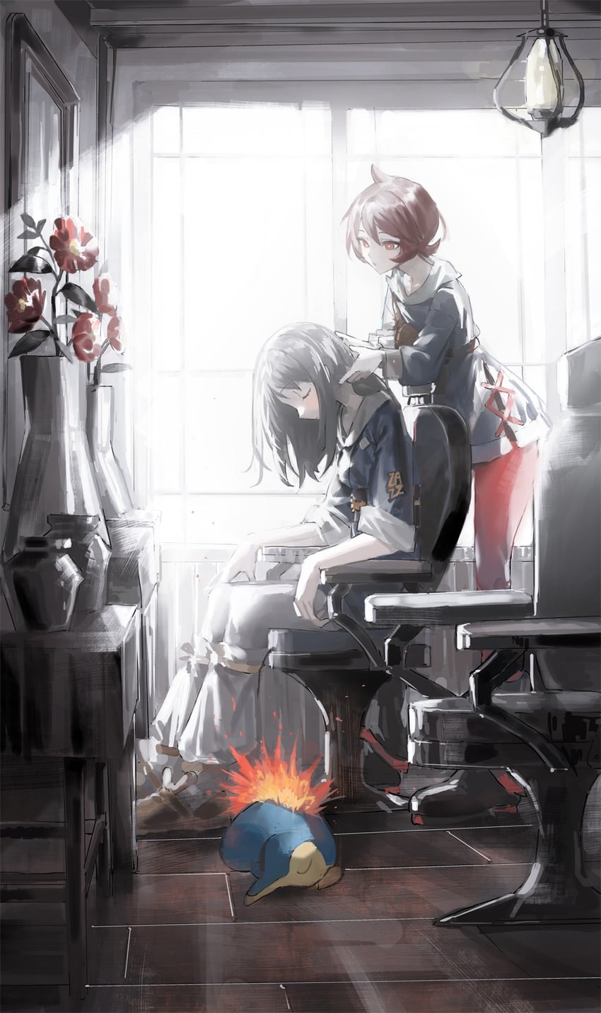 akari, cyndaquil, and arezu (pokemon and 1 more) drawn by nana_tetra