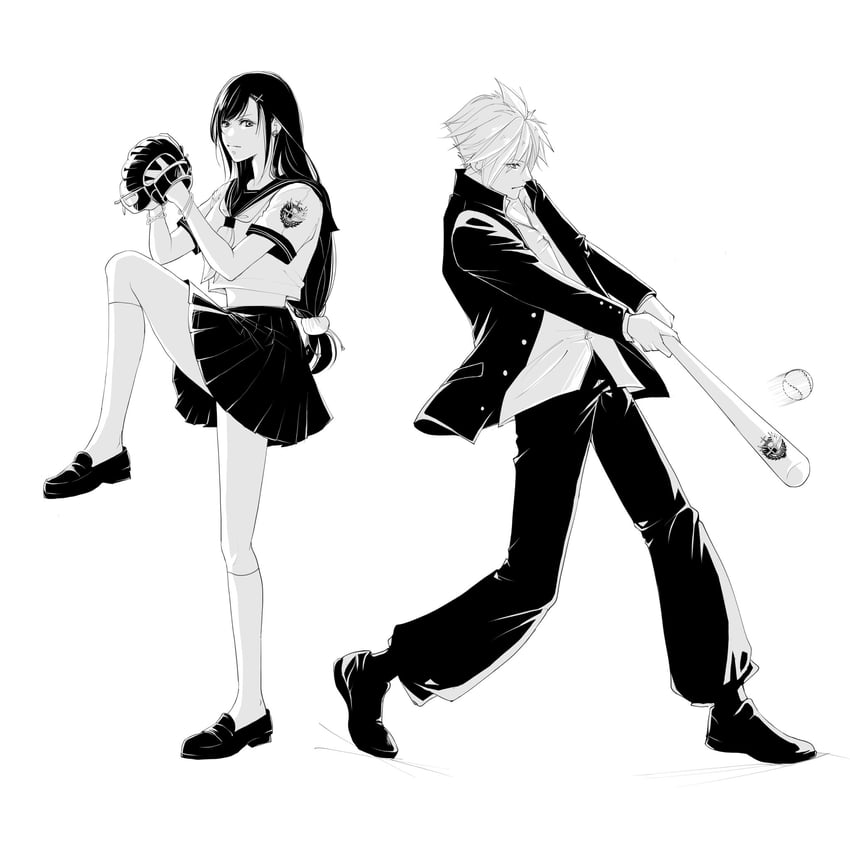 tifa lockhart and cloud strife (final fantasy and 2 more) drawn by mixmomo_yah