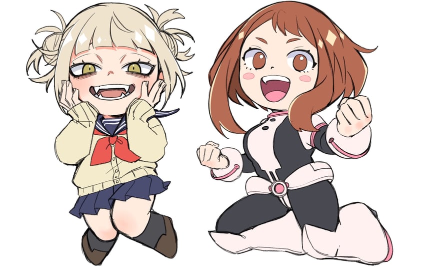 uraraka ochaco and toga himiko (boku no hero academia) drawn by nishino_(fetv8484)