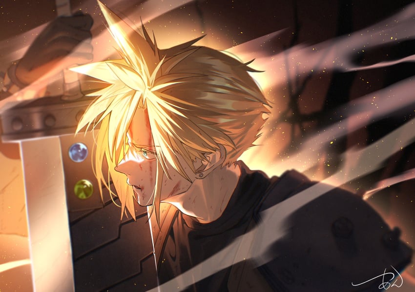 cloud strife (final fantasy and 2 more) drawn by tsu-an
