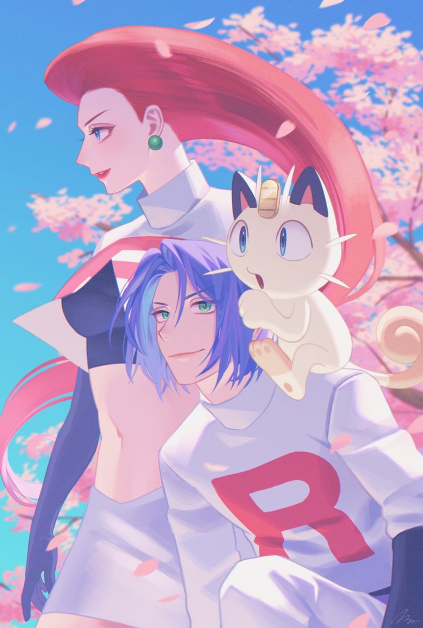 jessie, james, and meowth (pokemon) drawn by ruru_(gi_xxy)