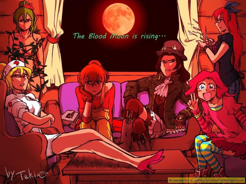 dryad, mechanic, nurse, party girl, stylist, and 1 more (terraria) drawn by taki_(1015367)