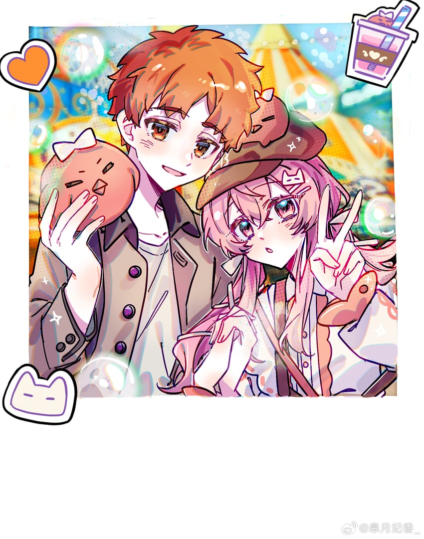 emiya shirou and momomiya shizuku (original and 2 more)