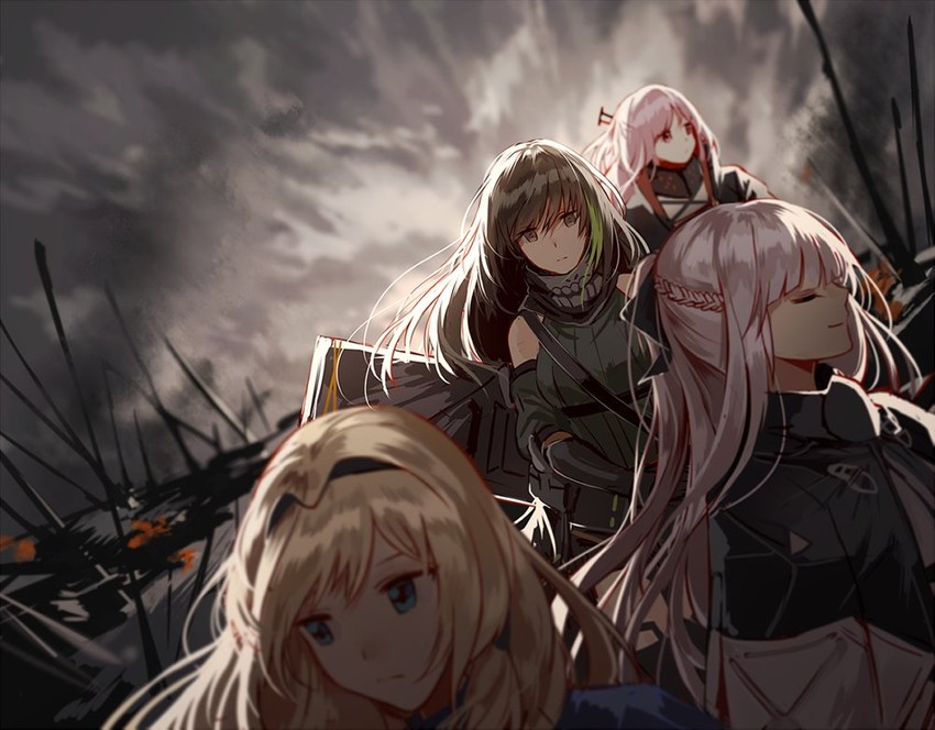 ak-12, an-94, m4a1, and st ar-15 (girls' frontline) drawn by silence_girl