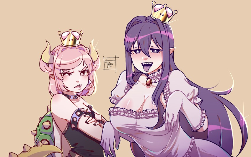 bowsette, princess king boo, natsuki, and yuri (mario and 3 more) drawn by fabuwhatsoeverfox