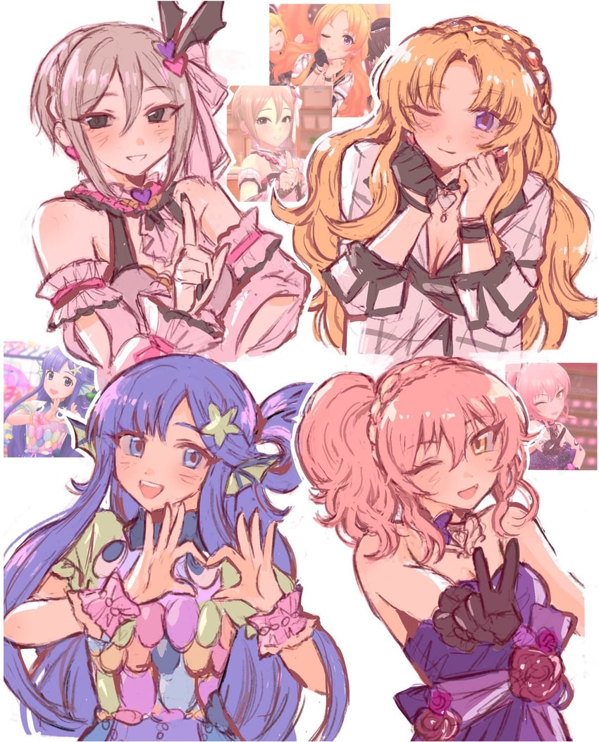 jougasaki mika, shiomi syuko, asari nanami, and kiryu tsukasa (idolmaster and 1 more) drawn by sana5353