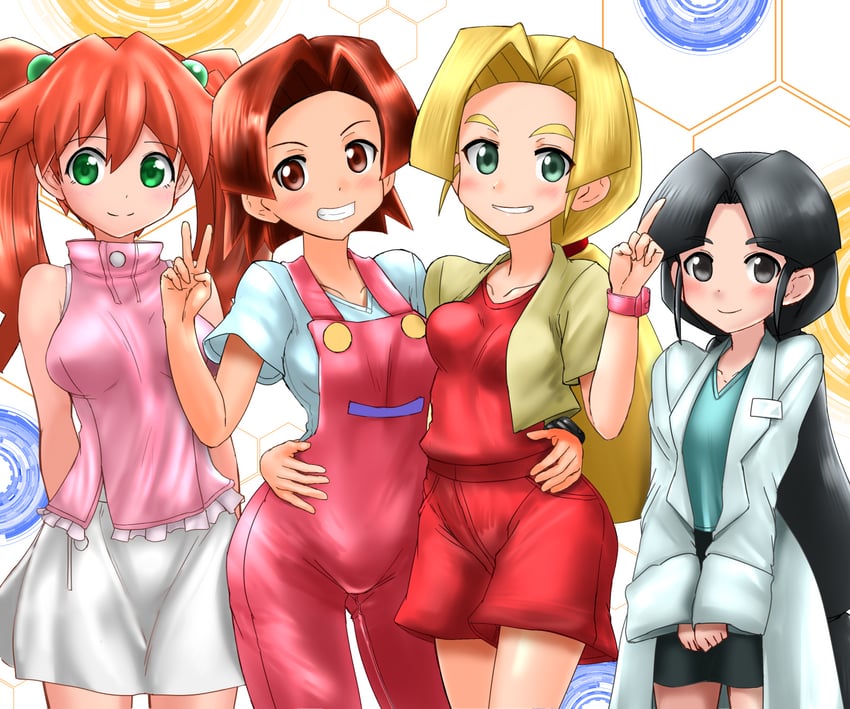 junmai karin, amazake arika, akita kirara, and akihabara nae (medarot and 2 more) drawn by pochiiru_(uowou)