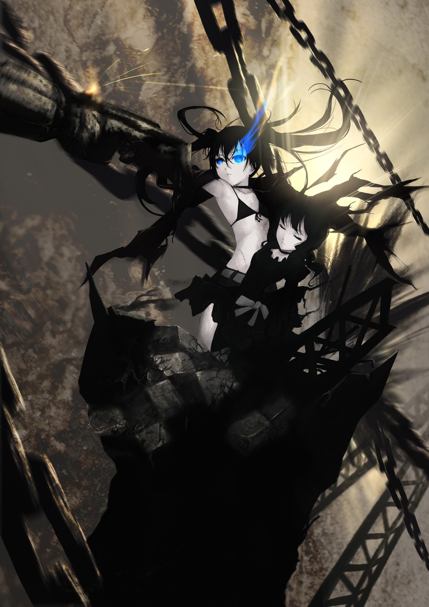 black rock shooter and dead master (black rock shooter) drawn by cait_aron