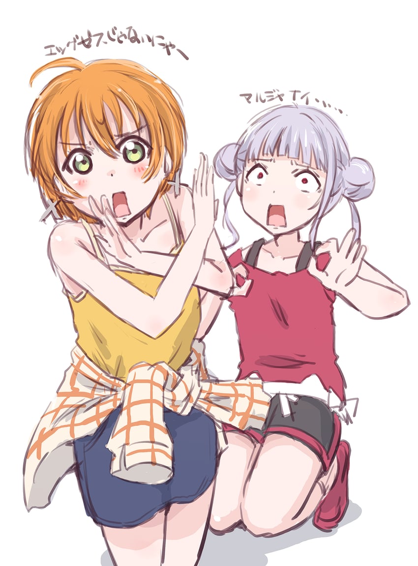 hoshizora rin and arashi chisato (love live! and 2 more) drawn by maruyo