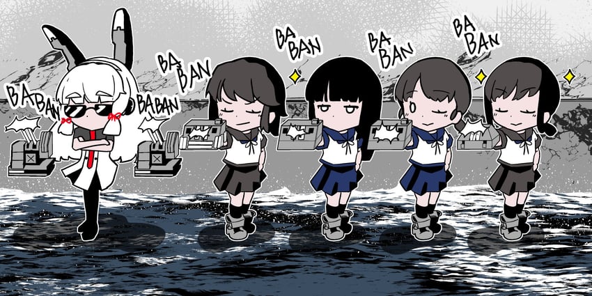 fubuki, murakumo, hatsuyuki, miyuki, fubuki kai ni, and 3 more (kantai collection and 2 more) drawn by donguri_(kino4405)