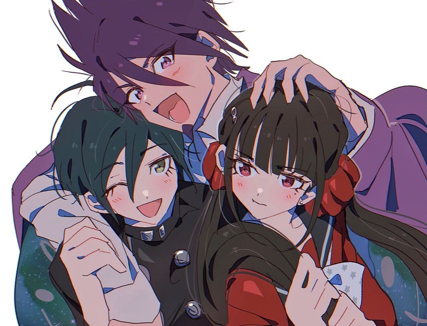 saihara shuichi, harukawa maki, and momota kaito (danganronpa and 1 more) drawn by grgrton