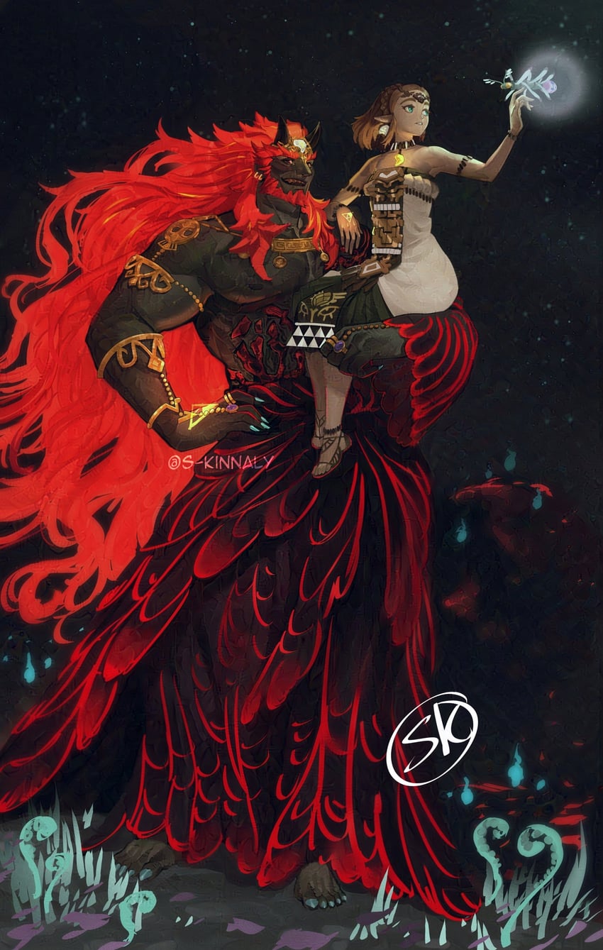 princess zelda and ganondorf (the legend of zelda and 1 more) drawn by sara_kinnaly