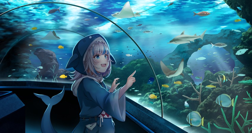 gawr gura (hololive and 1 more) drawn by numaguro_(tomokun0808)