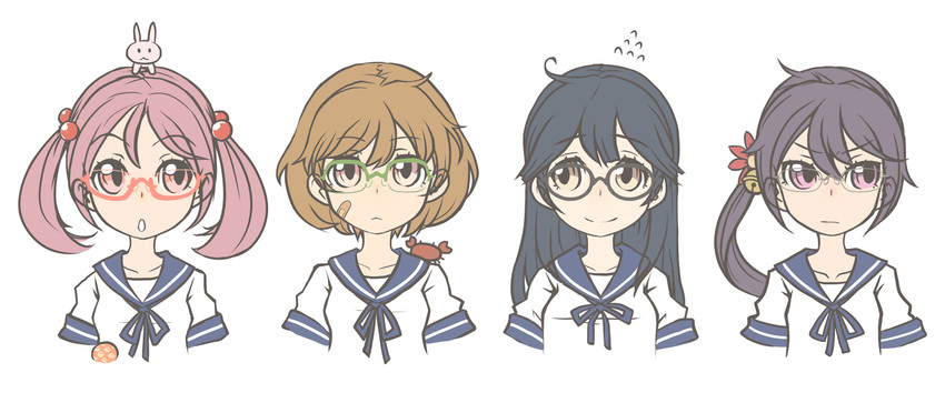 ushio, akebono, sazanami, and oboro (kantai collection) drawn by pori_(poritan81)